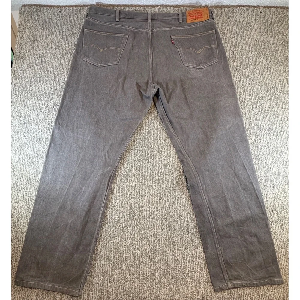 Levis 501 Jeans Men 46x34 Gray Original Fit Straight Distressed Button Fly Denim